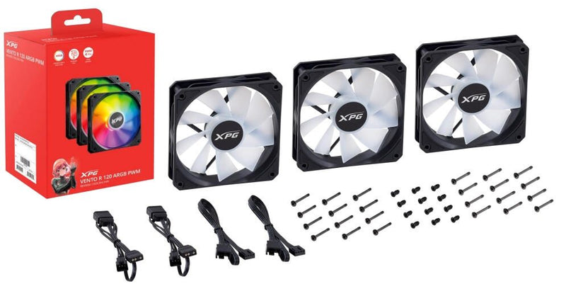 ADATA XPG Lüfter 3er Pack Vento Reverse 120mm ARGB PWM schwarz