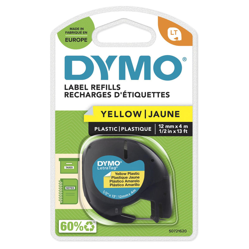 DYMO® Original Schriftband für LetraTag, Plastik - schwarz auf gelb